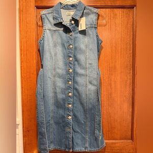 Denim Sleeveless Button-Down Dress